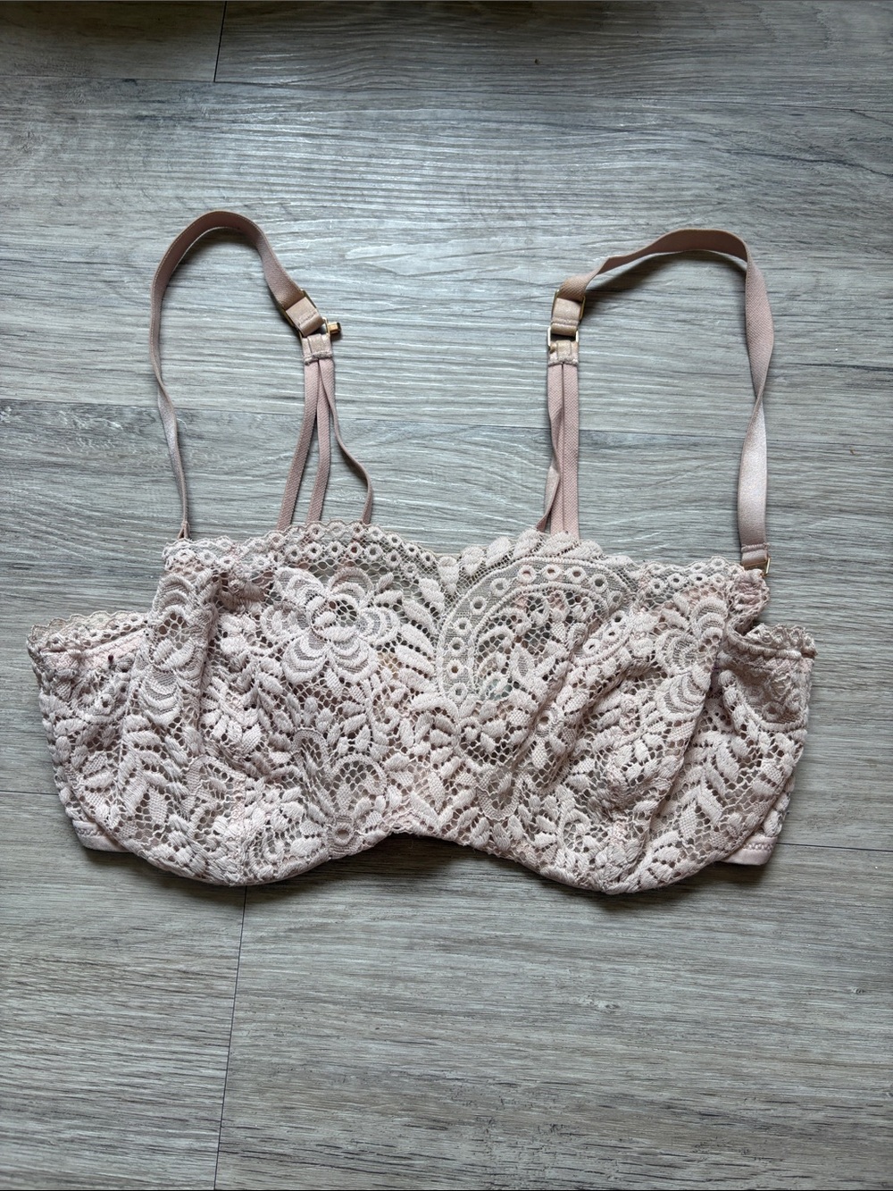 Lace Balconette Bralette in Blush Pink